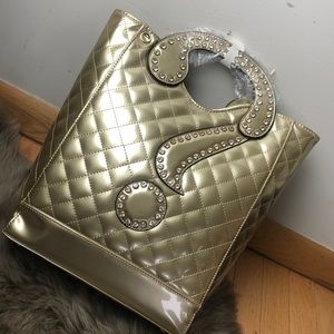 Hello Jack! Gold Faux Leather Question Mark bag